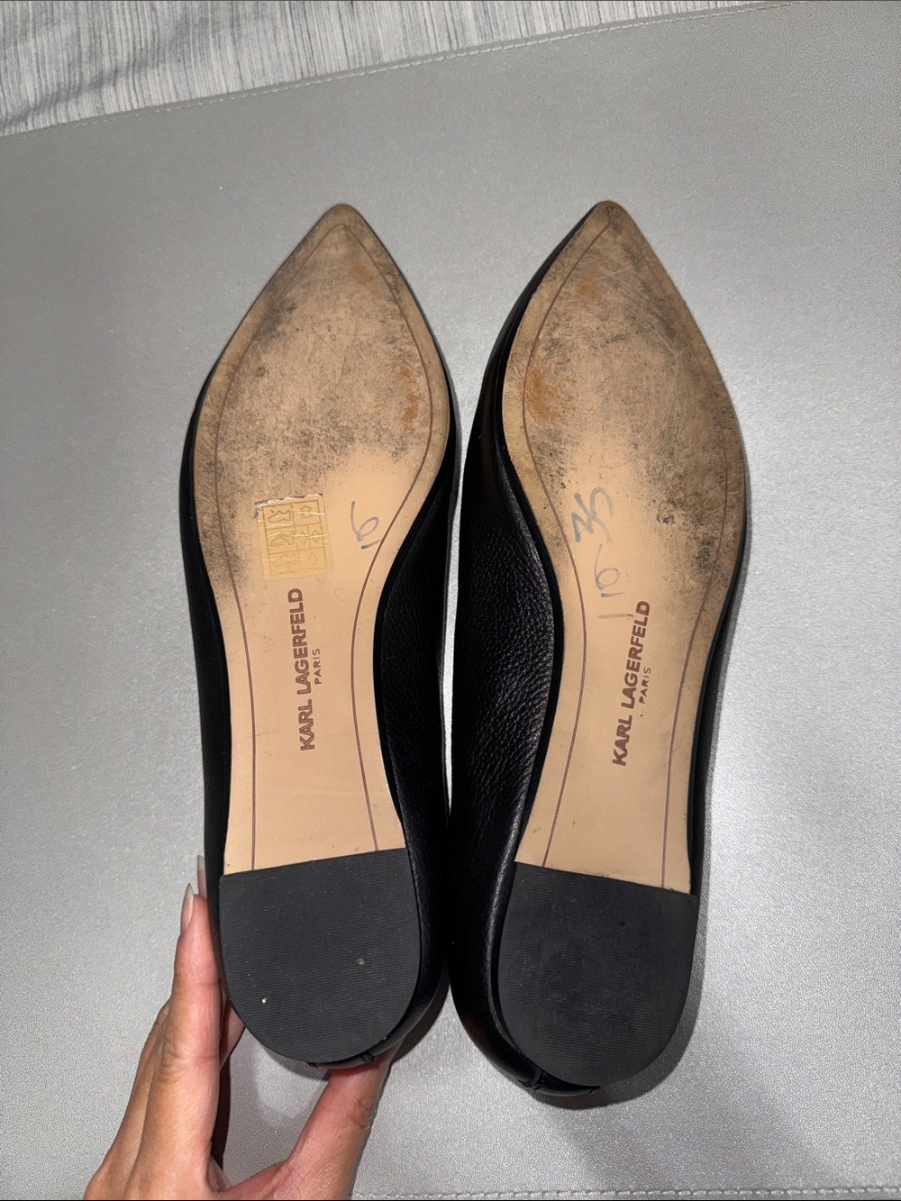 Karl Lagerfeld Paris Destine Black Leather Loafers Flats Pointed Toe Size 8 - Picture 12 of 12